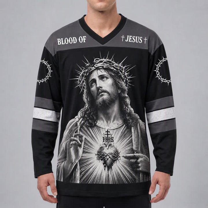Christianartworkshop Jesus Sacred Heart Streetwear Langarm-Hockeytrikot - image 3