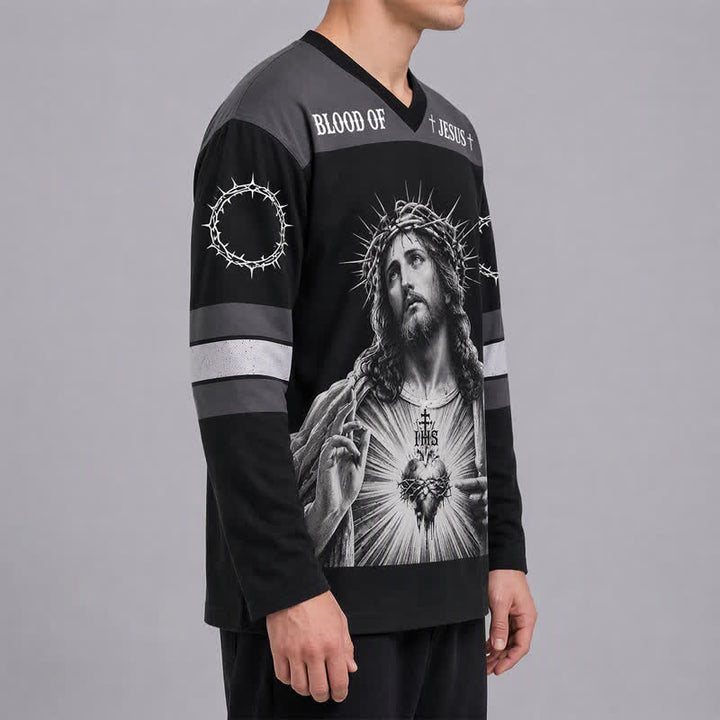 Christianartworkshop Jesus Sacred Heart Streetwear Langarm-Hockeytrikot - image 5