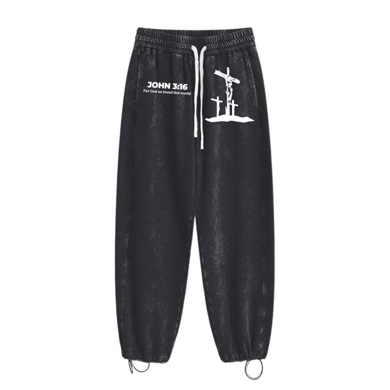 Christianartworkshop Johannes 3:16 Kreuzsilhouette Blush Washed Sweatpants - image 10