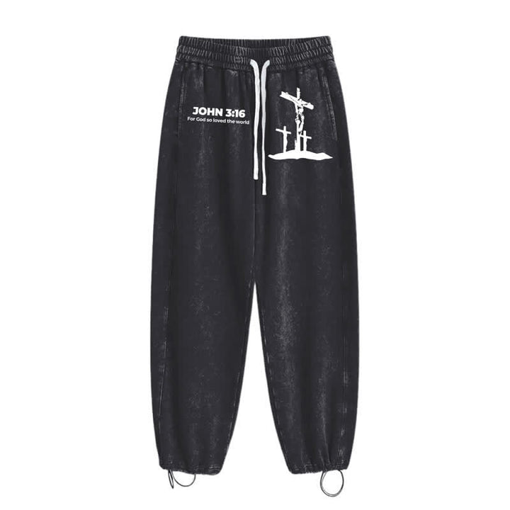 Christianartworkshop Johannes 3:16 Kreuzsilhouette Blush Washed Sweatpants - image 10