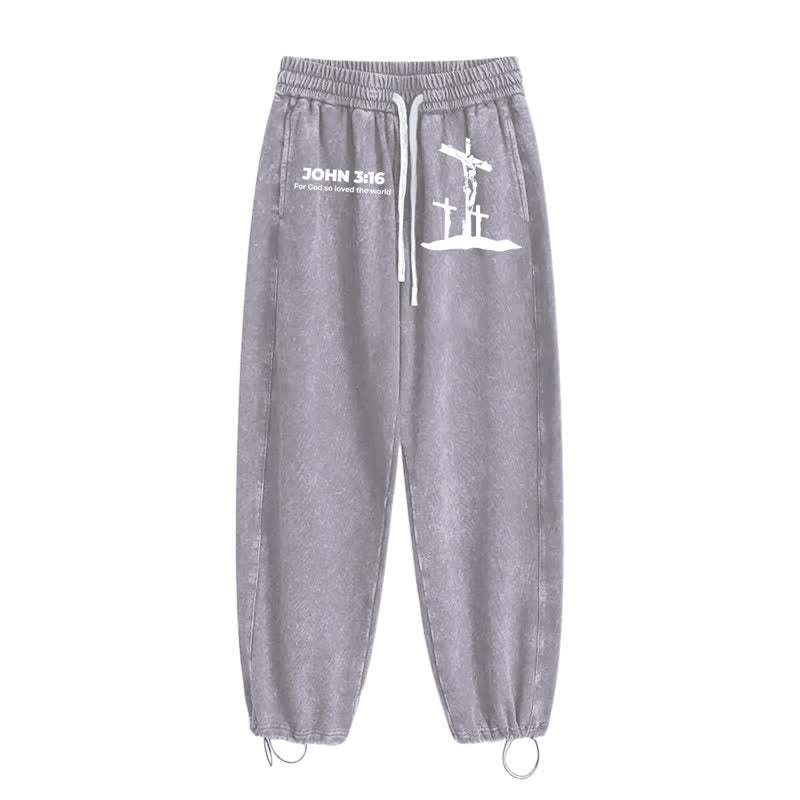 Christianartworkshop Johannes 3:16 Kreuzsilhouette Blush Washed Sweatpants - image 18