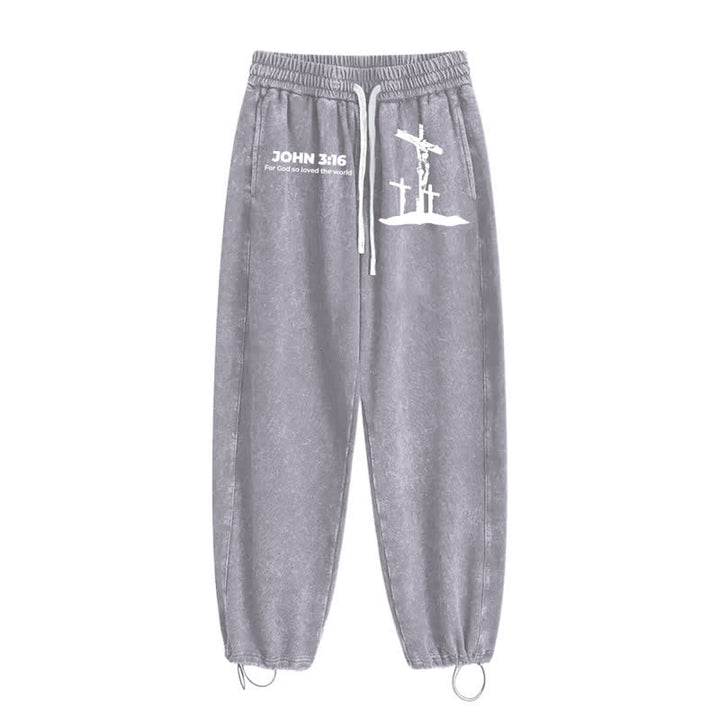 Christianartworkshop Johannes 3:16 Kreuzsilhouette Blush Washed Sweatpants - image 18