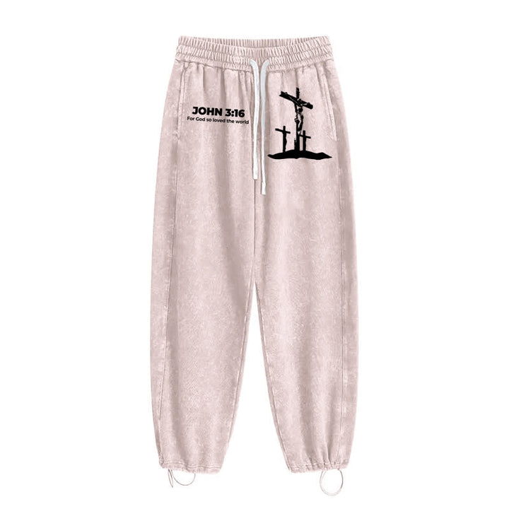 Christianartworkshop Johannes 3:16 Kreuzsilhouette Blush Washed Sweatpants - image 2