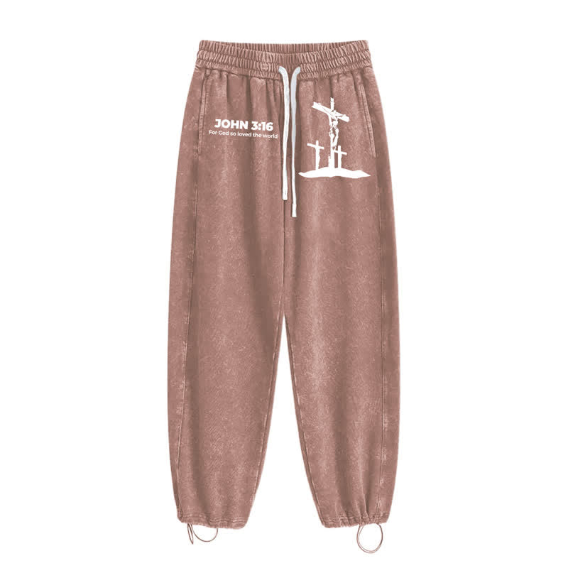 Christianartworkshop Johannes 3:16 Kreuzsilhouette Blush Washed Sweatpants - image 34