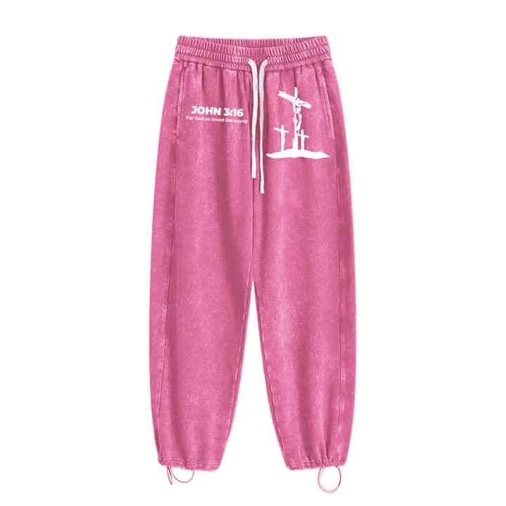 Christianartworkshop Johannes 3:16 Kreuzsilhouette Blush Washed Sweatpants - image 42