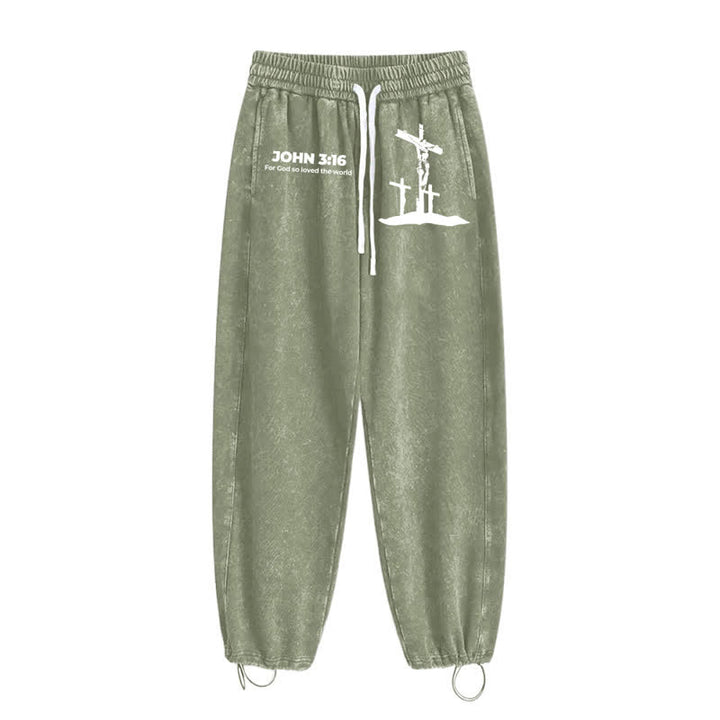 Christianartworkshop Johannes 3:16 Kreuzsilhouette Blush Washed Sweatpants - image 27
