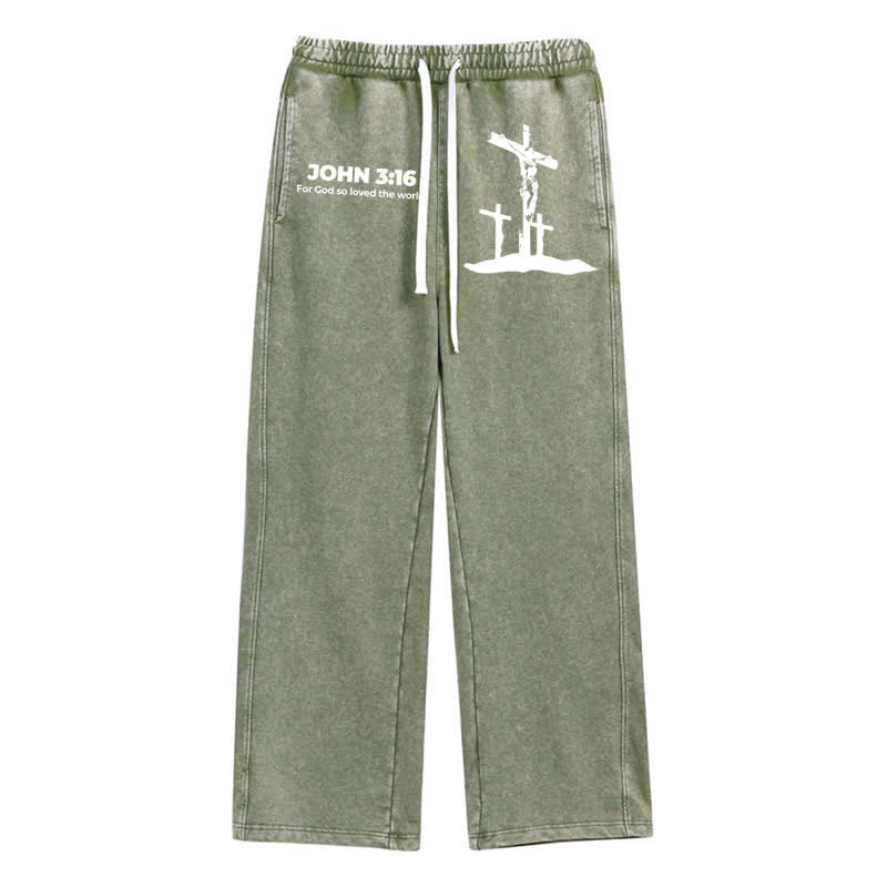 Christianartworkshop Johannes 3:16 Kreuzsilhouette Blush Washed Sweatpants - Grün - 2XL - image 24