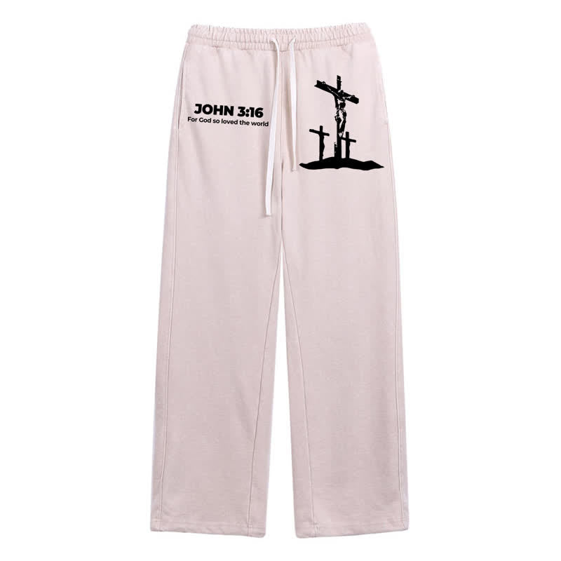 Christianartworkshop Johannes 3:16 Kreuzsilhouette Blush Washed Sweatpants - Aprikose - 2XL - image 0