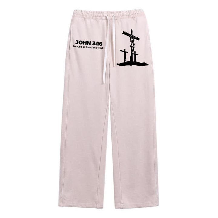 Christianartworkshop Johannes 3:16 Kreuzsilhouette Blush Washed Sweatpants - Aprikose - 2XL - image 0
