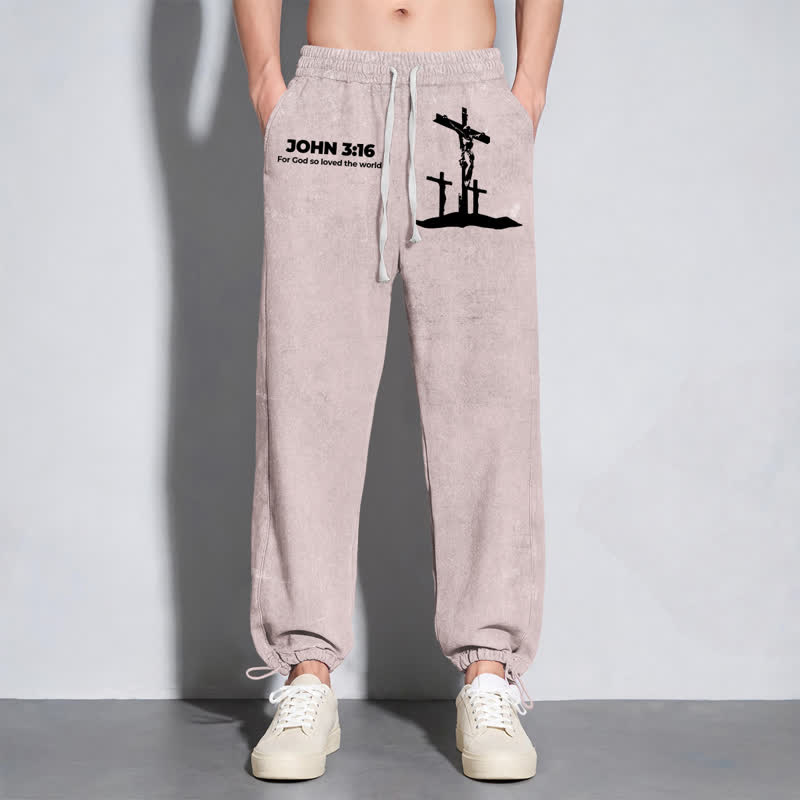Christianartworkshop Johannes 3:16 Kreuzsilhouette Blush Washed Sweatpants - image 6