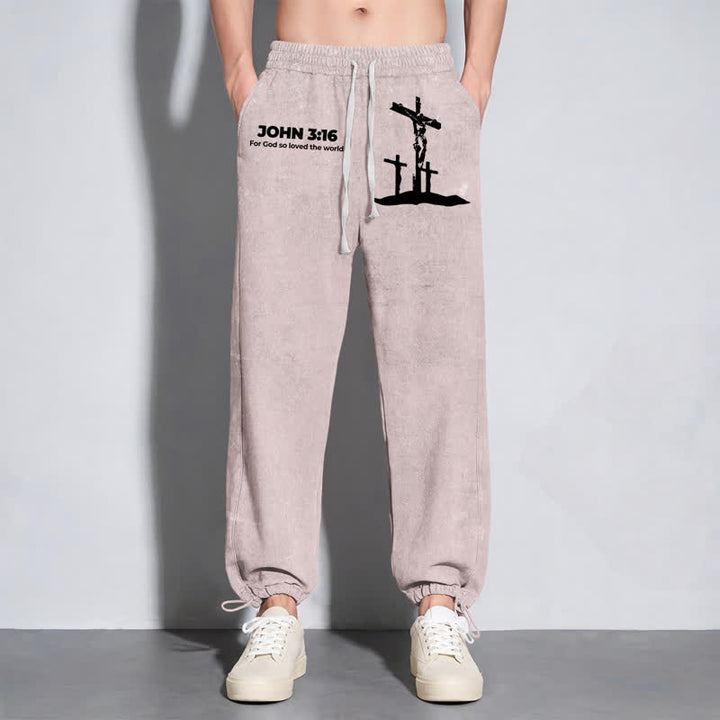 Christianartworkshop Johannes 3:16 Kreuzsilhouette Blush Washed Sweatpants - image 6