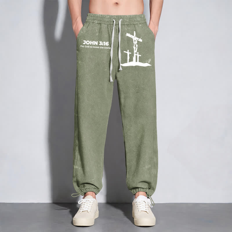 Christianartworkshop Johannes 3:16 Kreuzsilhouette Blush Washed Sweatpants - image 30