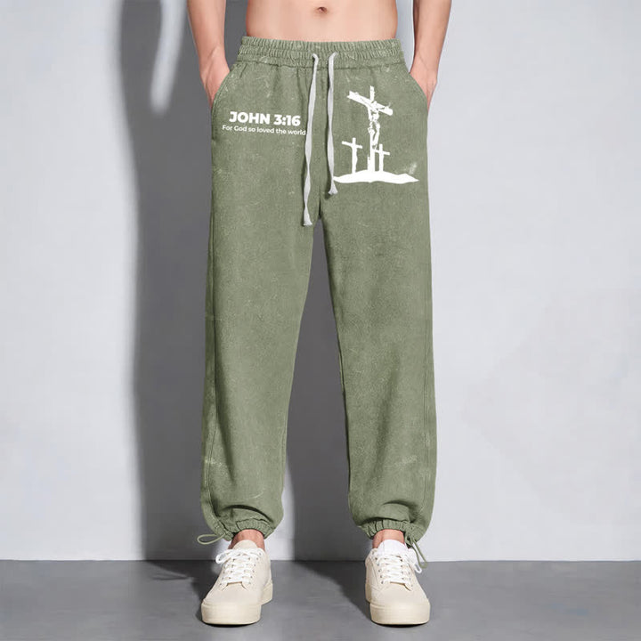 Christianartworkshop Johannes 3:16 Kreuzsilhouette Blush Washed Sweatpants - image 30