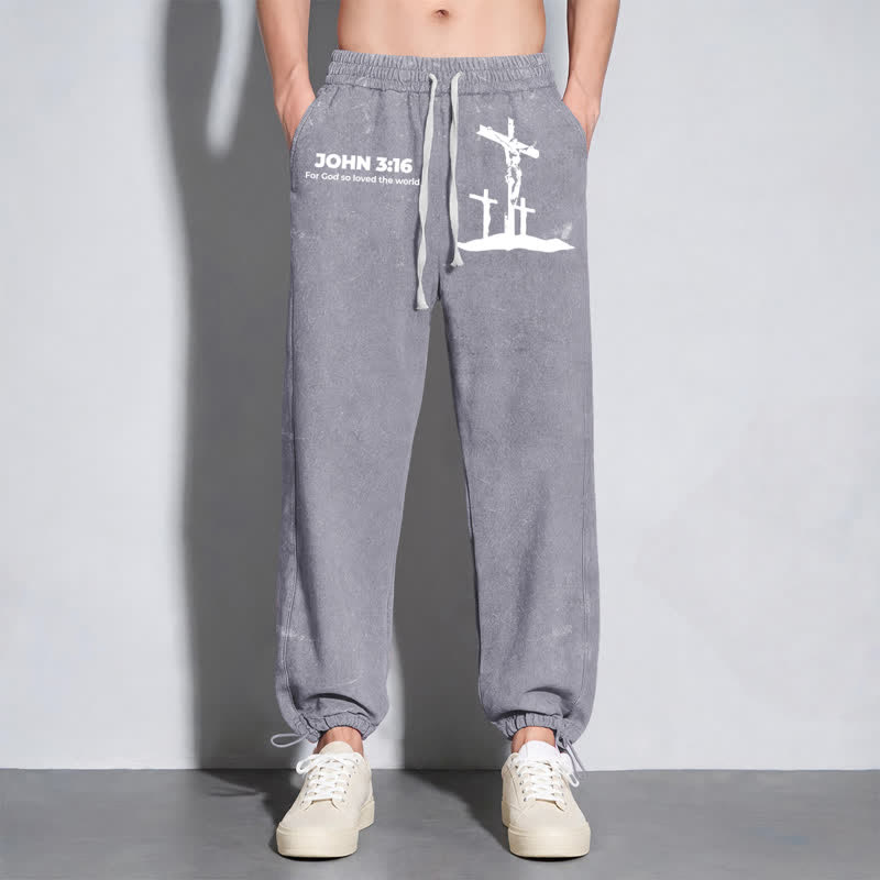 Christianartworkshop Johannes 3:16 Kreuzsilhouette Blush Washed Sweatpants - image 22