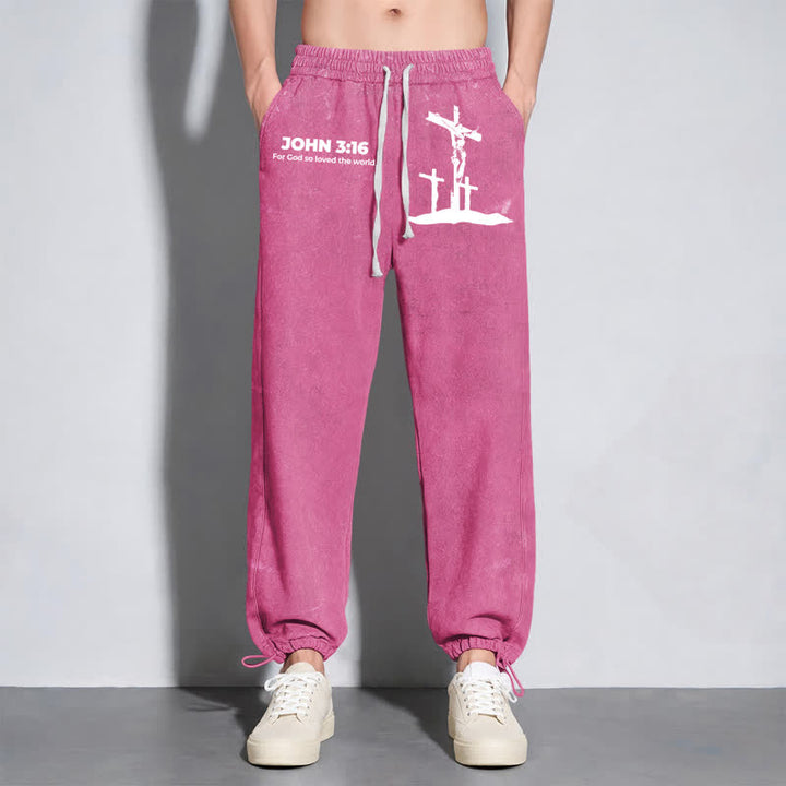 Christianartworkshop Johannes 3:16 Kreuzsilhouette Blush Washed Sweatpants - image 46