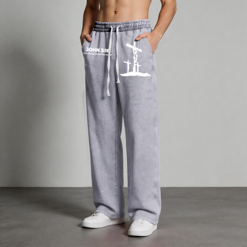 Christianartworkshop Johannes 3:16 Kreuzsilhouette Blush Washed Sweatpants - image 20