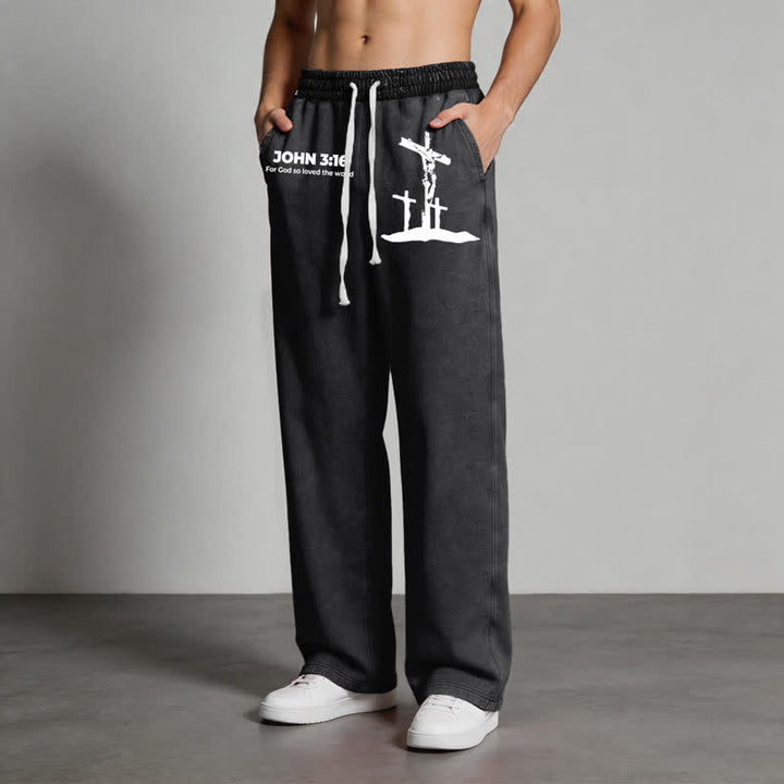 Christianartworkshop Johannes 3:16 Kreuzsilhouette Blush Washed Sweatpants - image 12