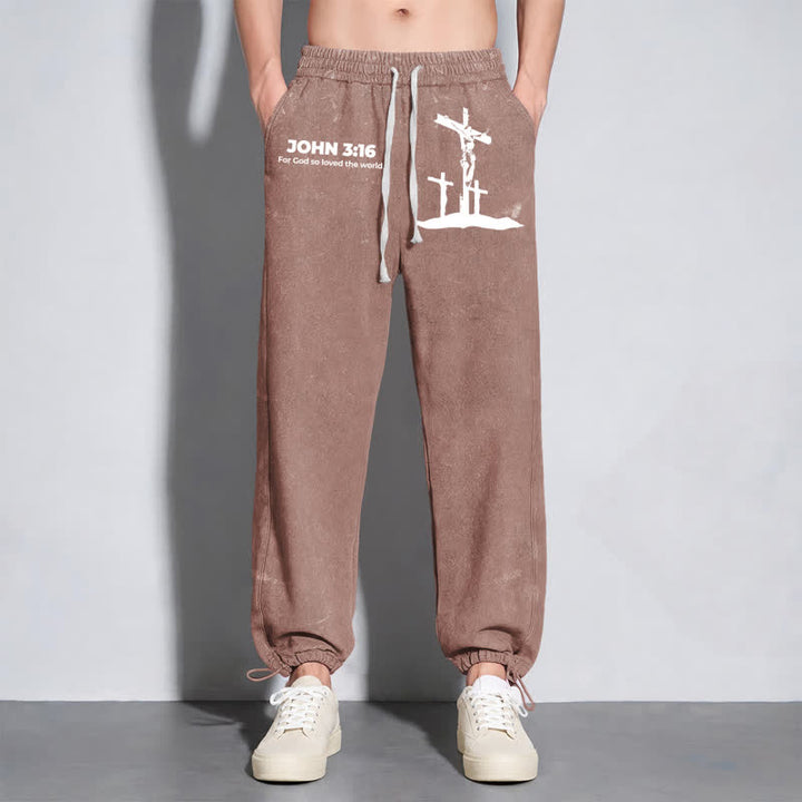 Christianartworkshop Johannes 3:16 Kreuzsilhouette Blush Washed Sweatpants - image 38