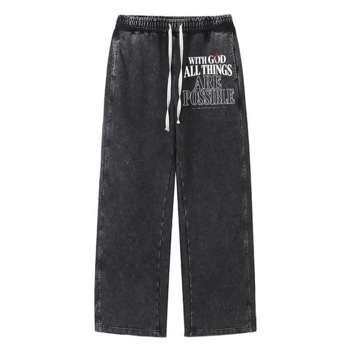 Christianartworkshop Mit Gott ist alles möglich. Gewaschene Jogginghose. - Schwarz - 2XL - image 8