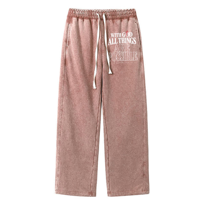 Christianartworkshop Mit Gott ist alles möglich. Gewaschene Jogginghose. - Braun - 2XL - image 0