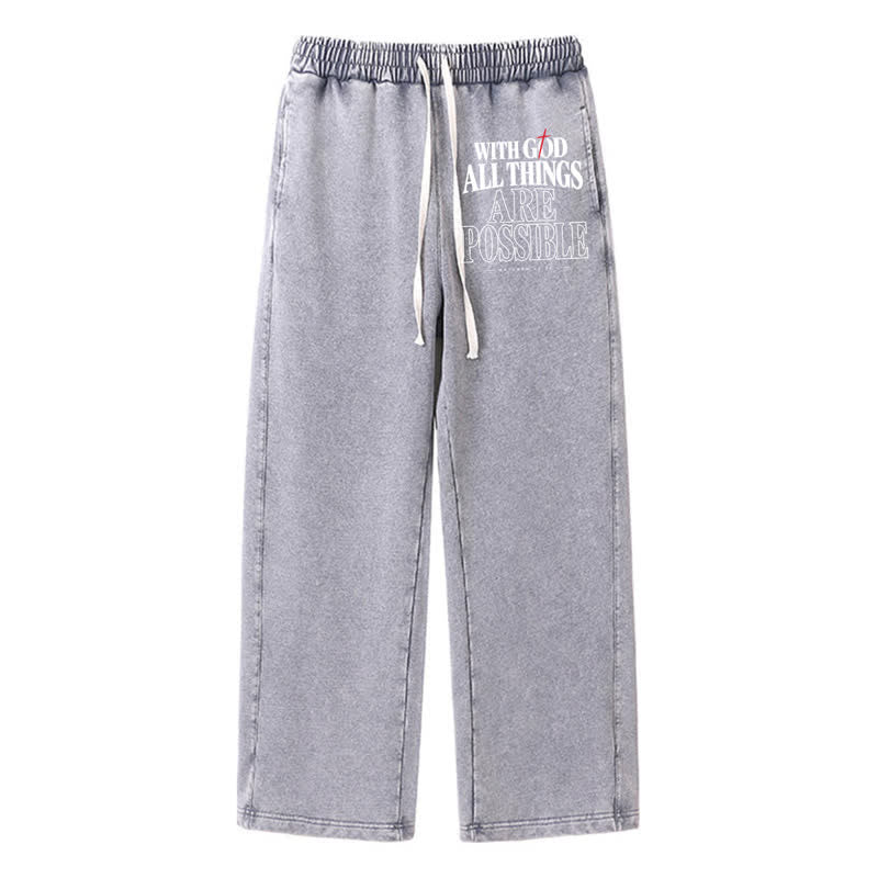 Christianartworkshop Mit Gott ist alles möglich. Gewaschene Jogginghose. - Grau - 2XL - image 16