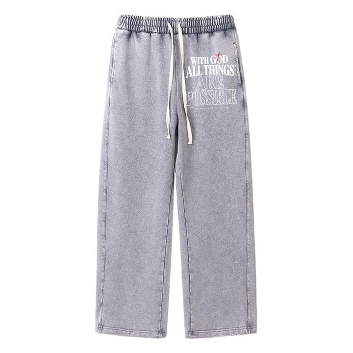 Christianartworkshop Mit Gott ist alles möglich. Gewaschene Jogginghose. - Grau - 2XL - image 16