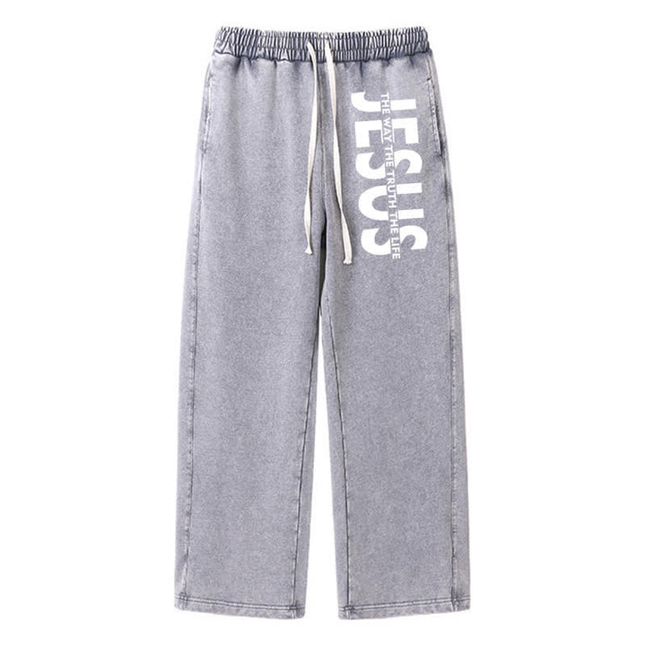 Christianartworkshop Jesus – Der Weg, die Wahrheit, das Leben – gewaschene Jogginghose - Grau - 2XL - image 8