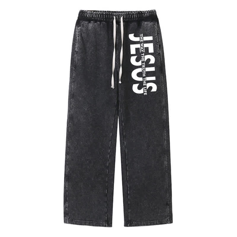 Christianartworkshop Jesus – Der Weg, die Wahrheit, das Leben – gewaschene Jogginghose - Schwarz - 2XL - image 0