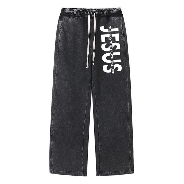 Christianartworkshop Jesus – Der Weg, die Wahrheit, das Leben – gewaschene Jogginghose - Schwarz - 2XL - image 0