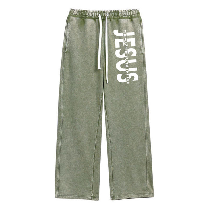 Christianartworkshop Jesus – Der Weg, die Wahrheit, das Leben – gewaschene Jogginghose - Grün - 2XL - image 16