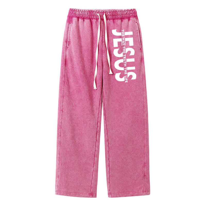 Christianartworkshop Jesus – Der Weg, die Wahrheit, das Leben – gewaschene Jogginghose - Rose - 2XL - image 40