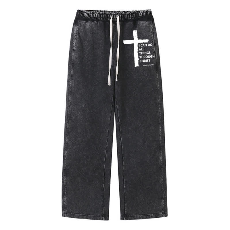 Christianartworkshop Walk By Faith Cross Washed Sweatpants - Schwarz - 2XL - image 8