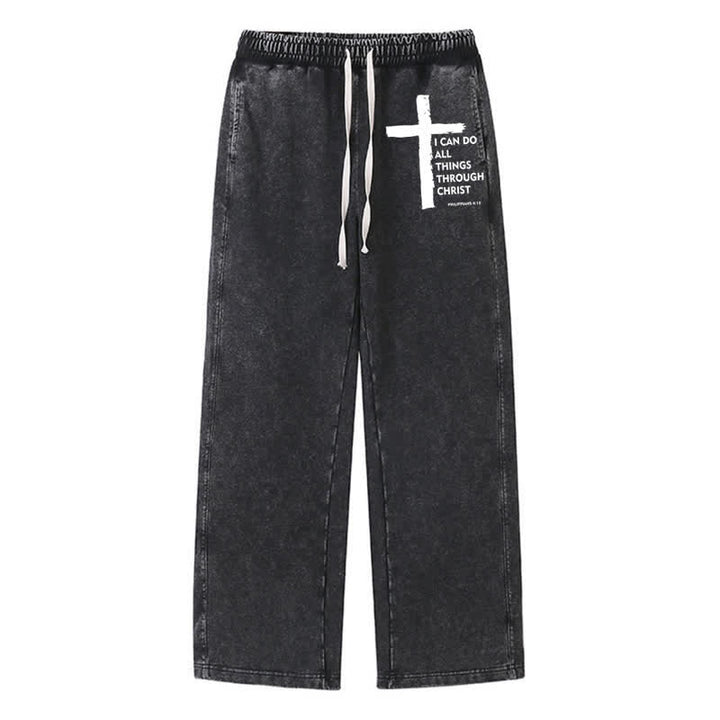 Christianartworkshop Walk By Faith Cross Washed Sweatpants - Schwarz - 2XL - image 8