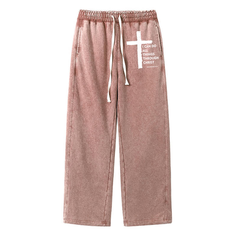 Christianartworkshop Walk By Faith Cross Washed Sweatpants - Braun - 2XL - image 32