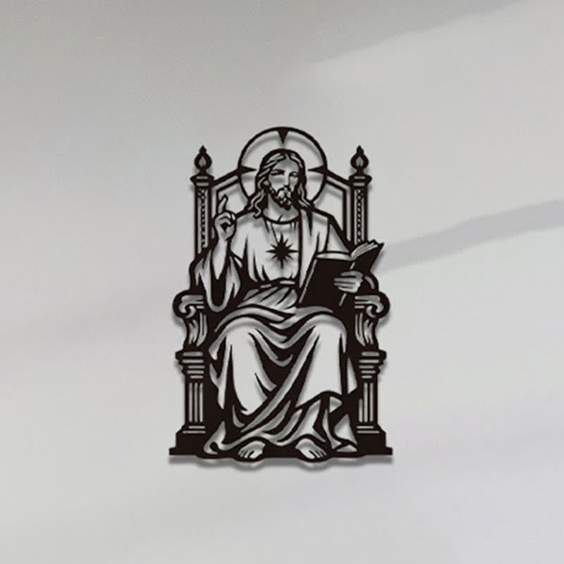 Christianartworkshop Thronsitzender Jesus mit Heiligem Herzen und Bibelstelle: Zeitloses Symbol der heiligen, erlösenden Gnade - image 4