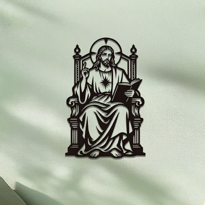 Christianartworkshop Thronsitzender Jesus mit Heiligem Herzen und Bibelstelle: Zeitloses Symbol der heiligen, erlösenden Gnade - image 5