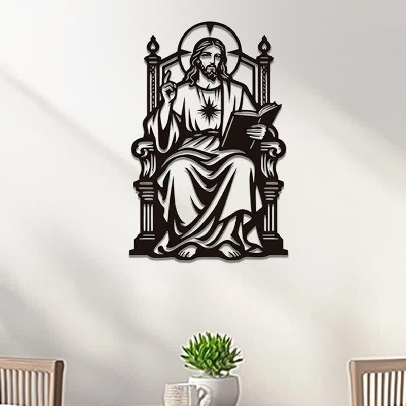 Christianartworkshop Thronsitzender Jesus mit Heiligem Herzen und Bibelstelle: Zeitloses Symbol der heiligen, erlösenden Gnade - image 1