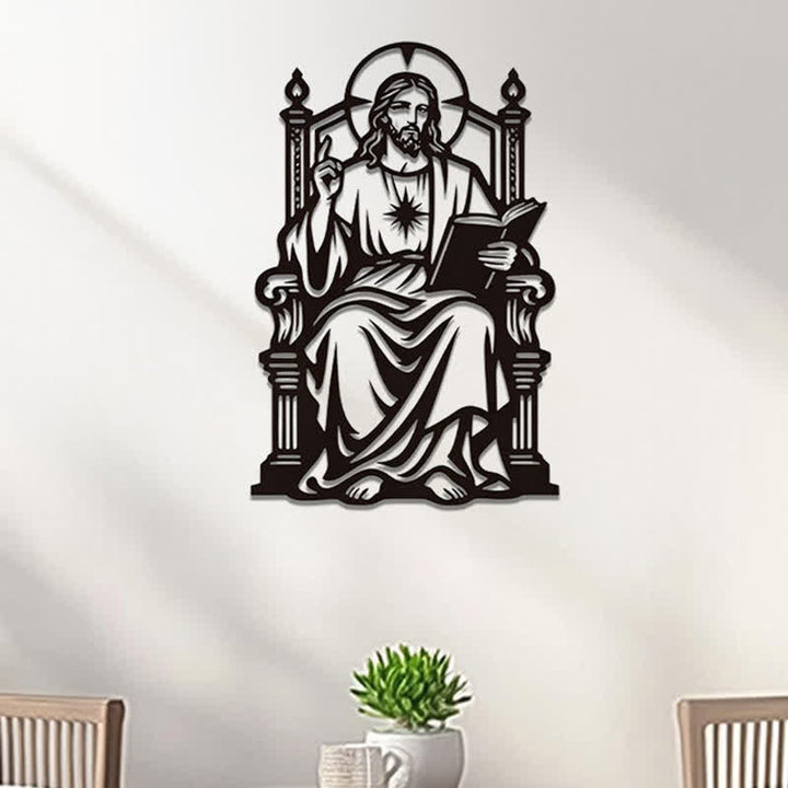 Christianartworkshop Thronsitzender Jesus mit Heiligem Herzen und Bibelstelle: Zeitloses Symbol der heiligen, erlösenden Gnade - image 1
