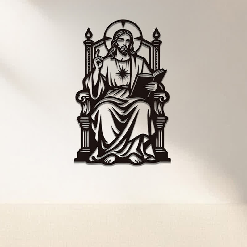 Christianartworkshop Thronsitzender Jesus mit Heiligem Herzen und Bibelstelle: Zeitloses Symbol der heiligen, erlösenden Gnade - image 2