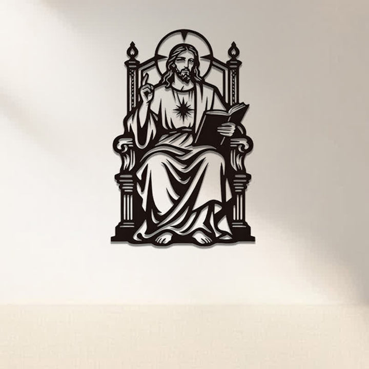 Christianartworkshop Thronsitzender Jesus mit Heiligem Herzen und Bibelstelle: Zeitloses Symbol der heiligen, erlösenden Gnade - image 2