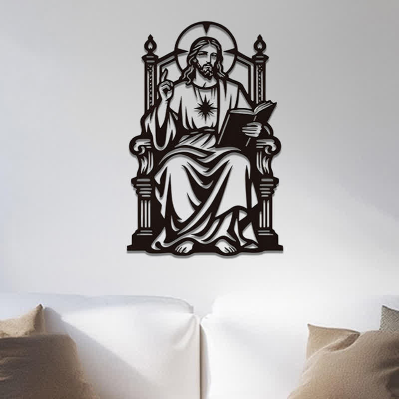 Christianartworkshop Thronsitzender Jesus mit Heiligem Herzen und Bibelstelle: Zeitloses Symbol der heiligen, erlösenden Gnade - image 0