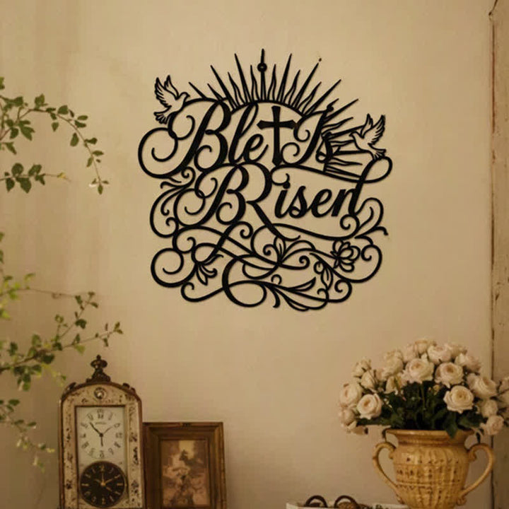 Christianartworkshop „Er ist auferstanden“-Metallschild: Symbol der zeitlosen Hoffnung auf Auferstehung - image 0