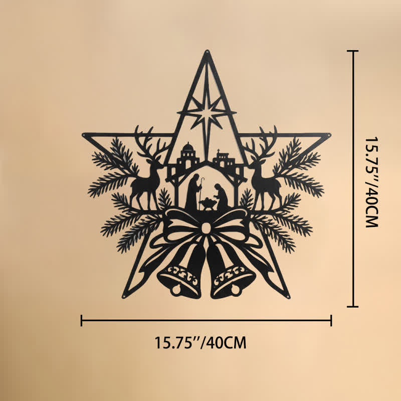 Christianartworkshop Rustikales Wandschild aus Metall mit Krippenmotiv: Symbol eines zeitlosen, heiligen Versprechens - 15,75''*15,75''*0,04''/40*40*0,1 cm - image 9