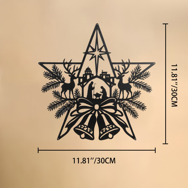 Christianartworkshop Rustikales Wandschild aus Metall mit Krippenmotiv: Symbol eines zeitlosen, heiligen Versprechens - 11,81''*11,81''*0,04''/30*30*0,1 cm - image 8