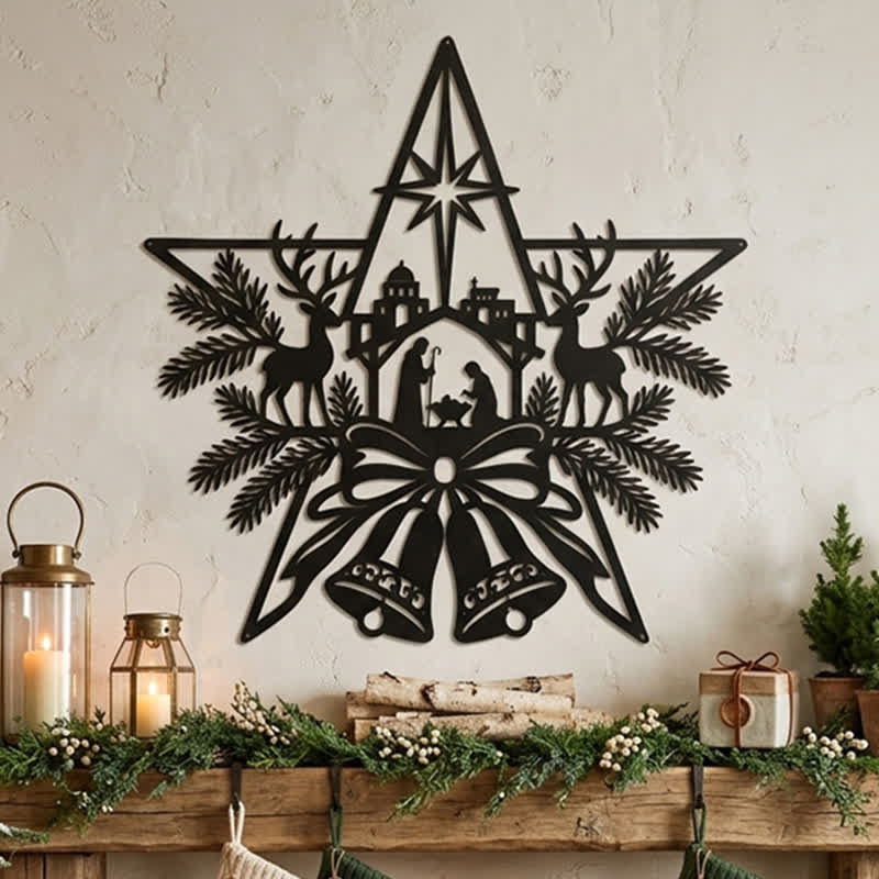 Christianartworkshop Rustikales Wandschild aus Metall mit Krippenmotiv: Symbol eines zeitlosen, heiligen Versprechens - image 6