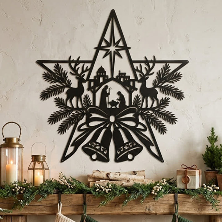 Christianartworkshop Rustikales Wandschild aus Metall mit Krippenmotiv: Symbol eines zeitlosen, heiligen Versprechens - image 6