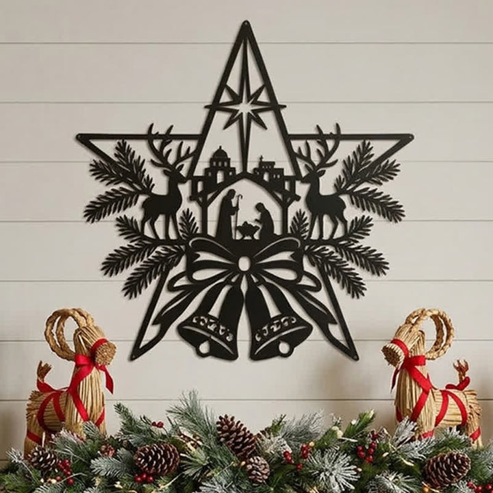 Christianartworkshop Rustikales Wandschild aus Metall mit Krippenmotiv: Symbol eines zeitlosen, heiligen Versprechens - image 4