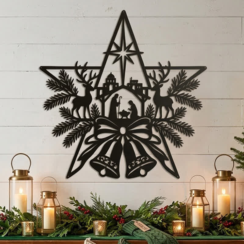 Christianartworkshop Rustikales Wandschild aus Metall mit Krippenmotiv: Symbol eines zeitlosen, heiligen Versprechens - image 7
