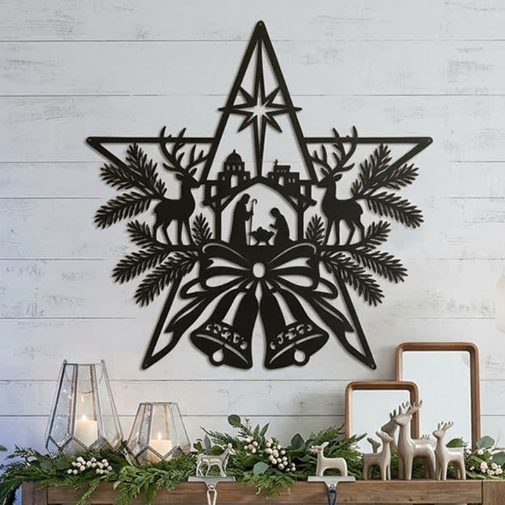 Christianartworkshop Rustikales Wandschild aus Metall mit Krippenmotiv: Symbol eines zeitlosen, heiligen Versprechens - image 5