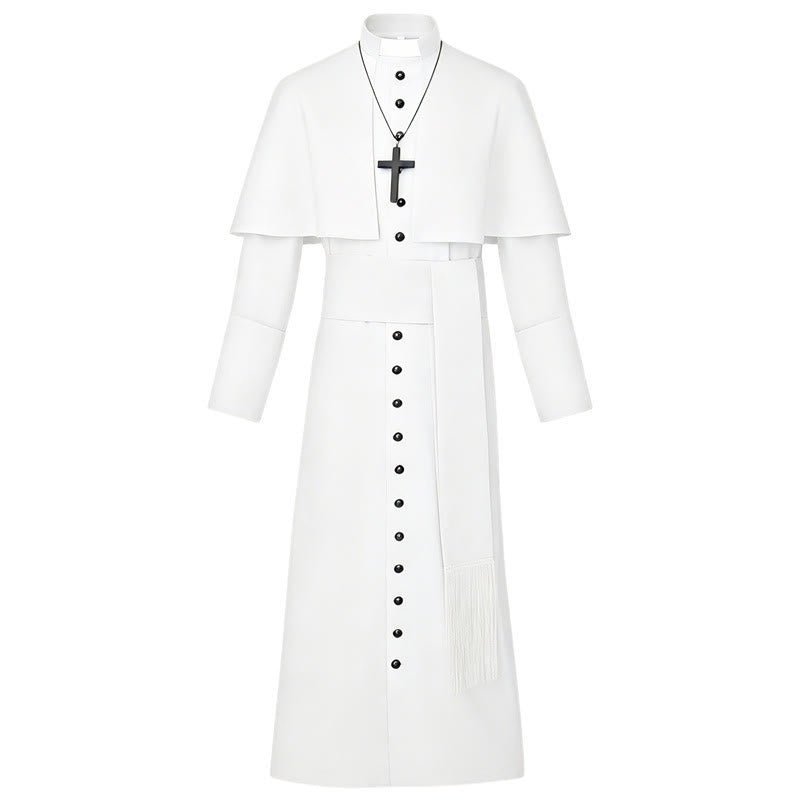 Christianartworkshop Mehrfarbige zeremonielle römische Soutane-Kassock: Ästhetik mittelalterlicher Priester - Weiß - 3XL - image 10